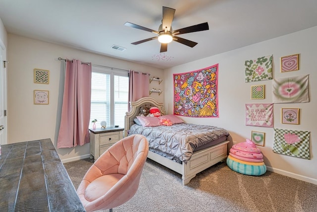 bedroom with carpet and ceiling fan