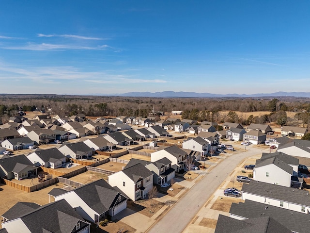 bird's eye view with a mountain view