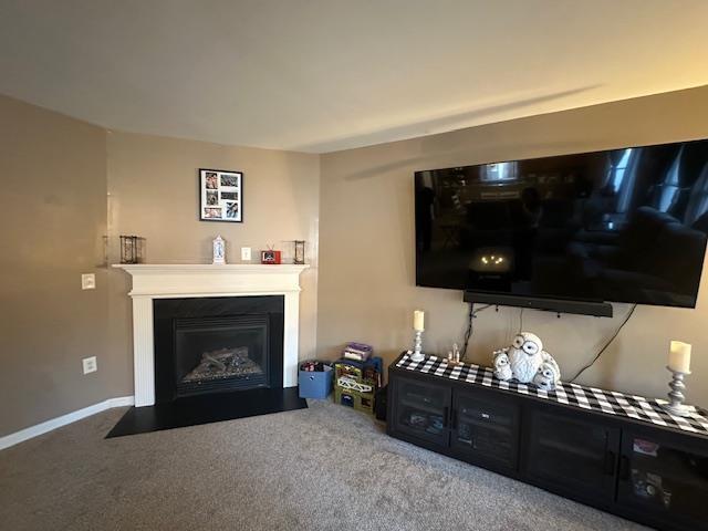 living room featuring carpet