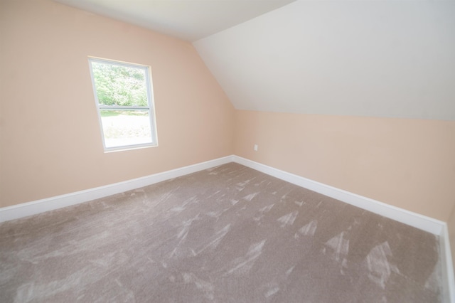 additional living space featuring carpet flooring and vaulted ceiling