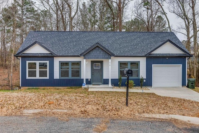 single story home with a garage