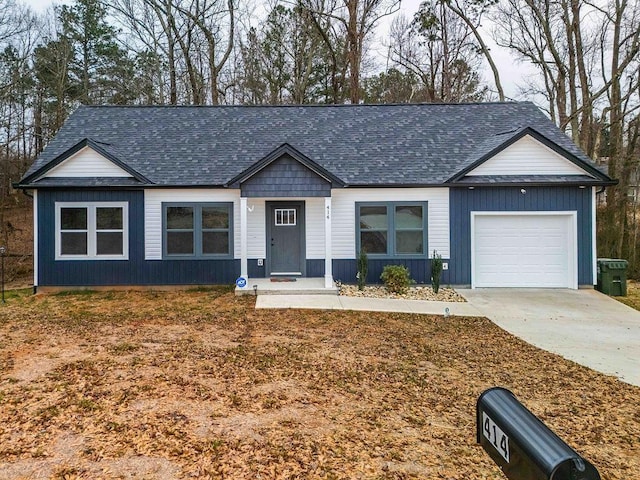 single story home with a garage