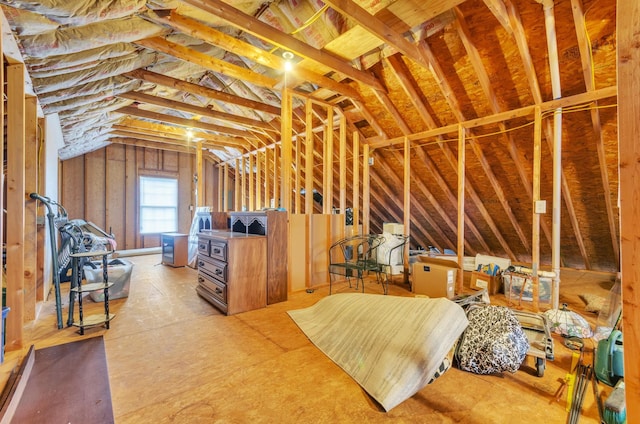 view of unfinished attic