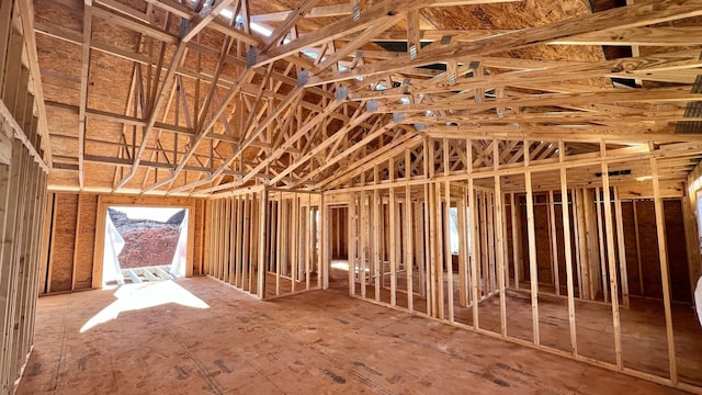 miscellaneous room featuring vaulted ceiling