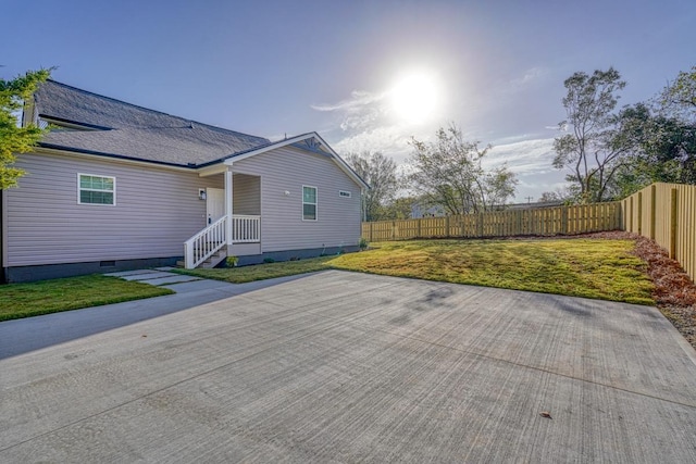 exterior space featuring a yard