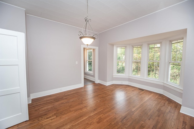 spare room with hardwood / wood-style flooring and a healthy amount of sunlight