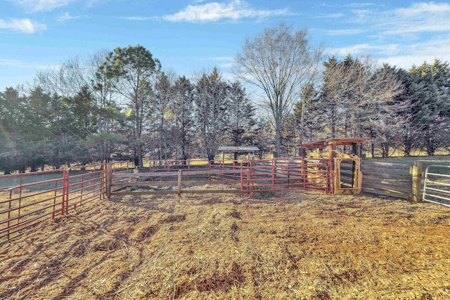 view of yard with a rural view