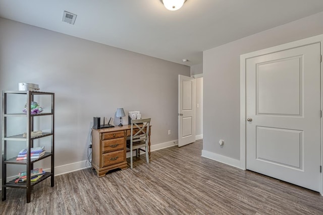 office area featuring hardwood / wood-style floors