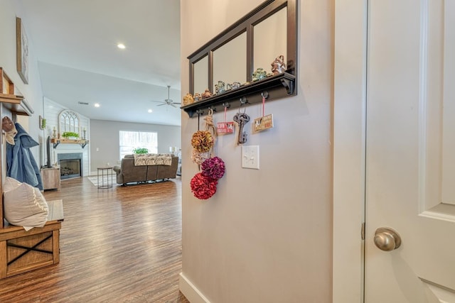 hall featuring hardwood / wood-style floors