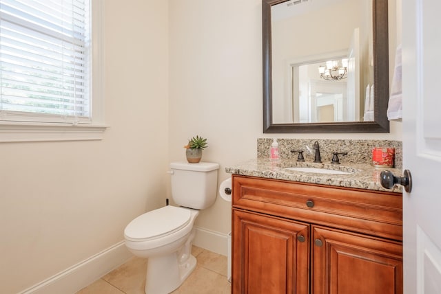 bathroom featuring tile patterned flooring, vanity, and toilet