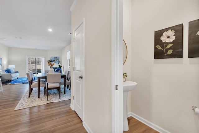 interior space with hardwood / wood-style flooring