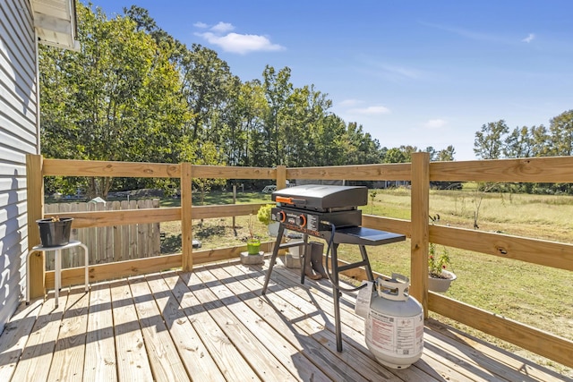 deck featuring a yard