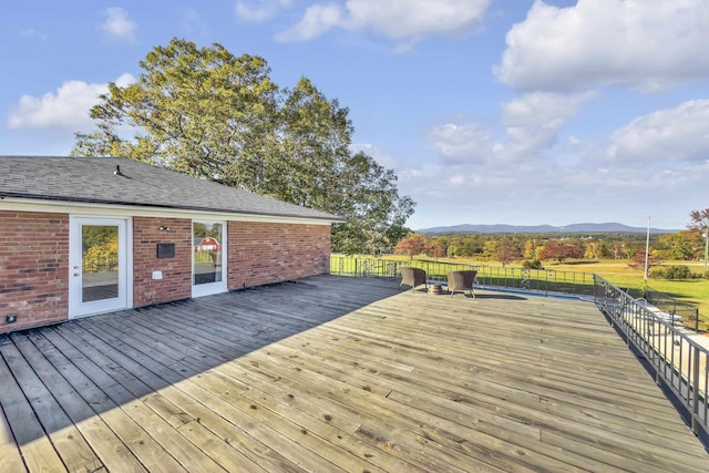 deck featuring a mountain view