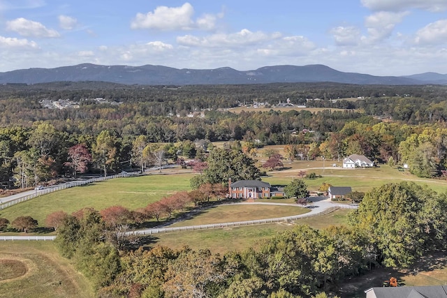 drone / aerial view featuring a mountain view