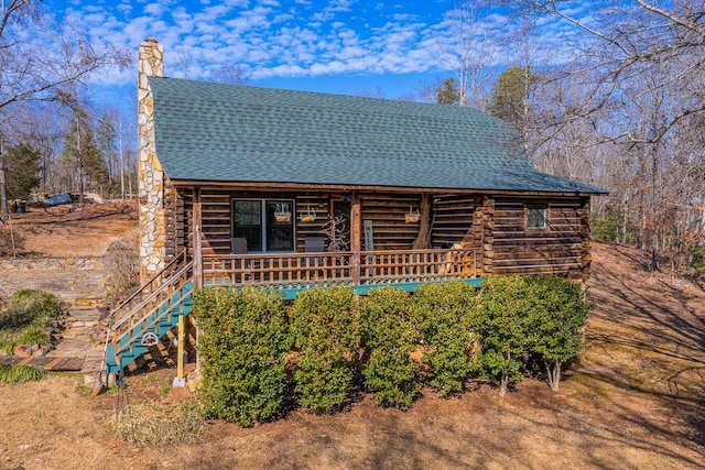 view of log-style house