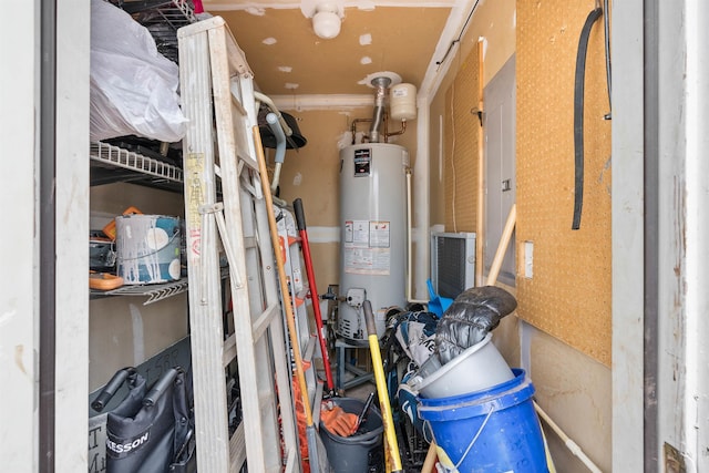 utility room with water heater