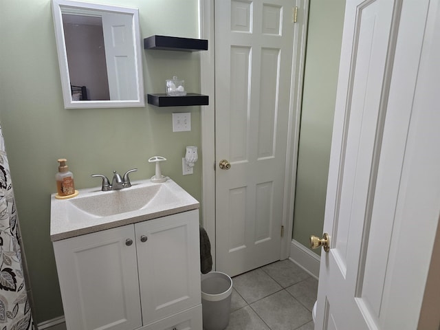 bathroom featuring vanity and tile patterned floors