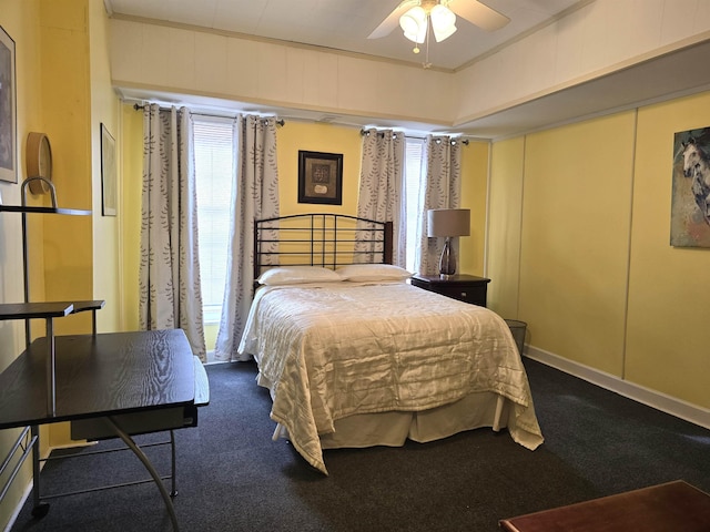 bedroom with carpet and ceiling fan