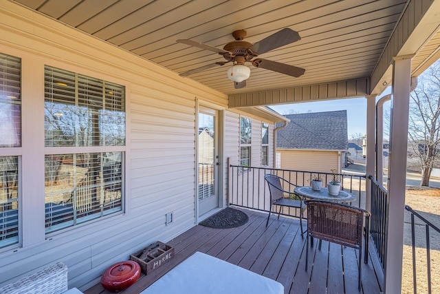 deck featuring ceiling fan