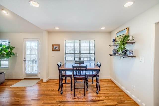 dining room with light wood-type flooring