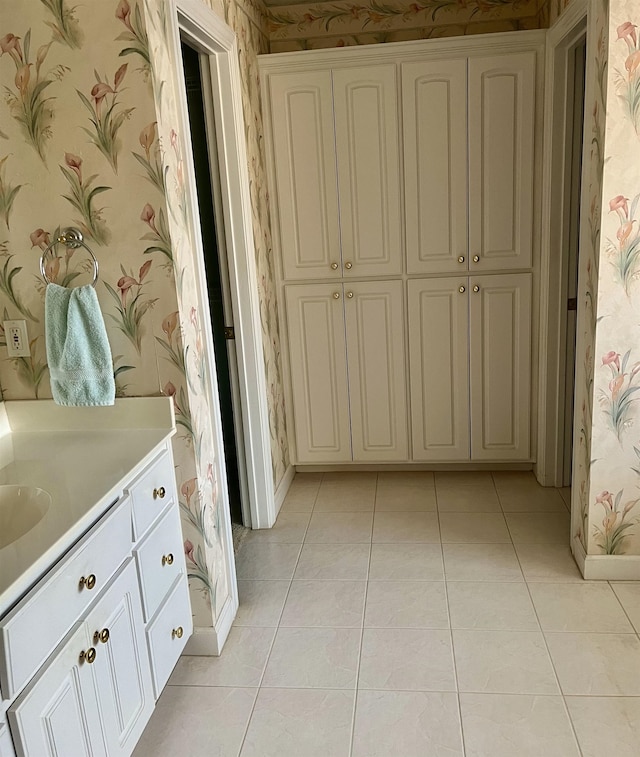 bathroom featuring vanity and tile patterned flooring