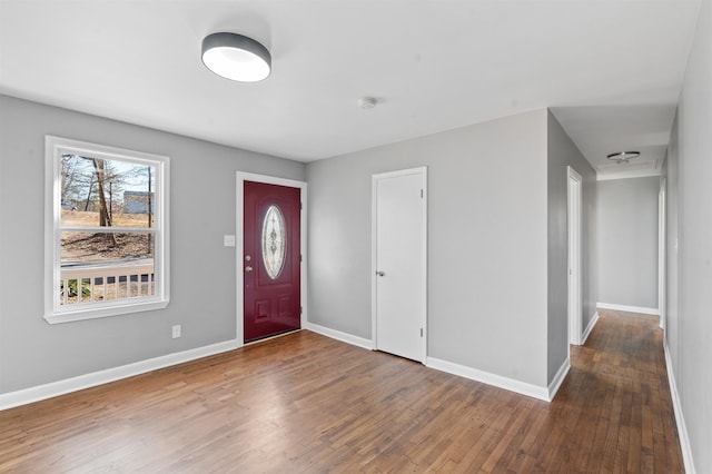 foyer entrance featuring dark wood-type flooring