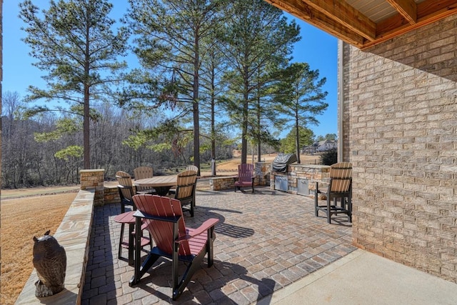 view of patio featuring exterior kitchen