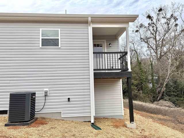 view of property exterior featuring central air condition unit