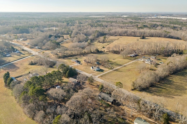 birds eye view of property featuring a rural view