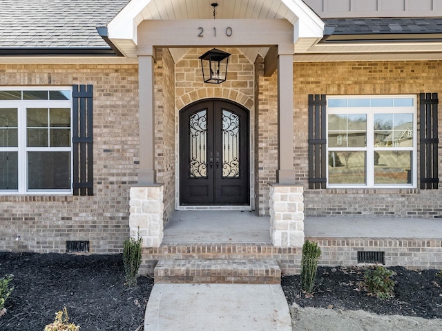 property entrance with french doors