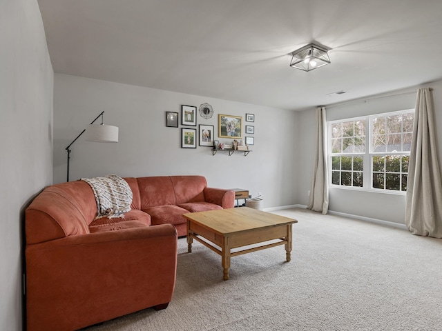 living room featuring carpet flooring