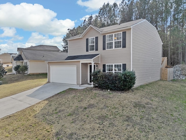 front of property featuring a garage and a front yard