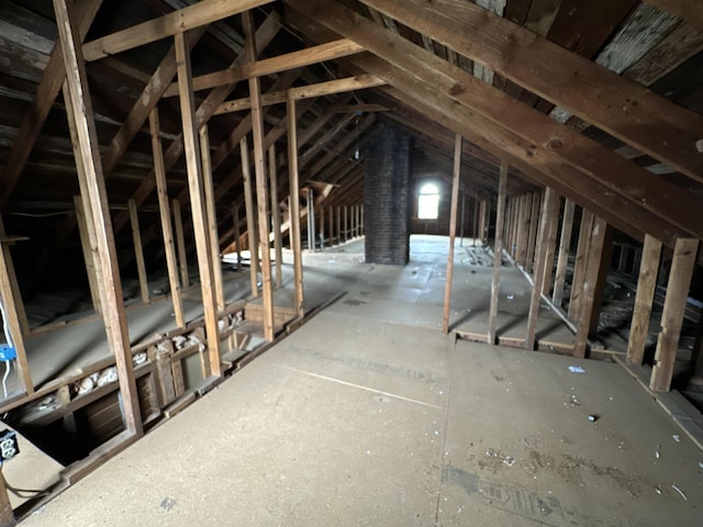 view of unfinished attic