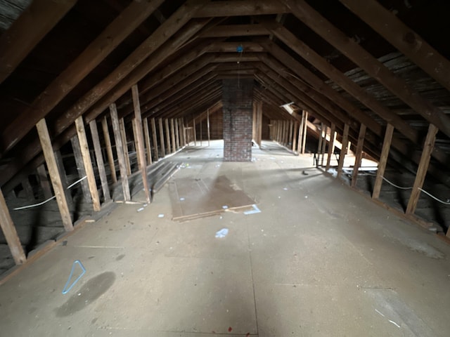 view of unfinished attic