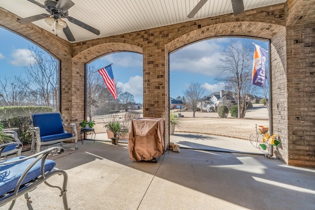 view of patio / terrace featuring ceiling fan