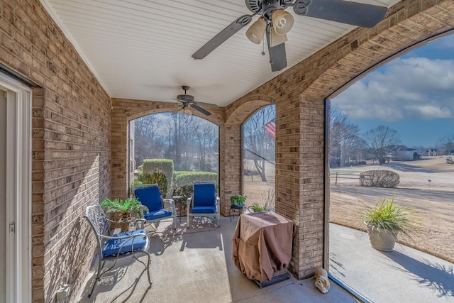 view of patio / terrace featuring grilling area and ceiling fan