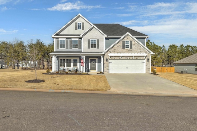 craftsman house featuring a garage and a porch