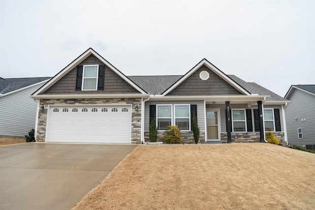 craftsman inspired home with a front yard