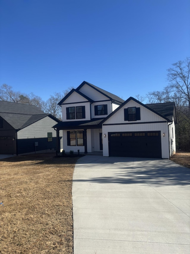 modern farmhouse with a garage