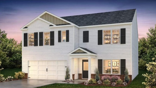 view of front of home with a garage