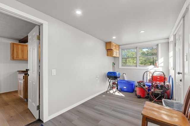 interior space with light hardwood / wood-style floors