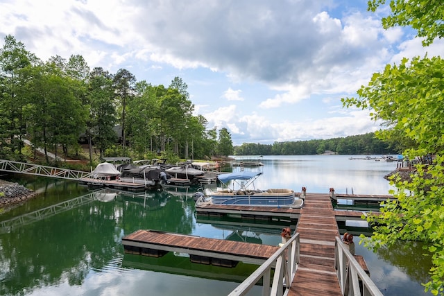 view of dock featuring a water view