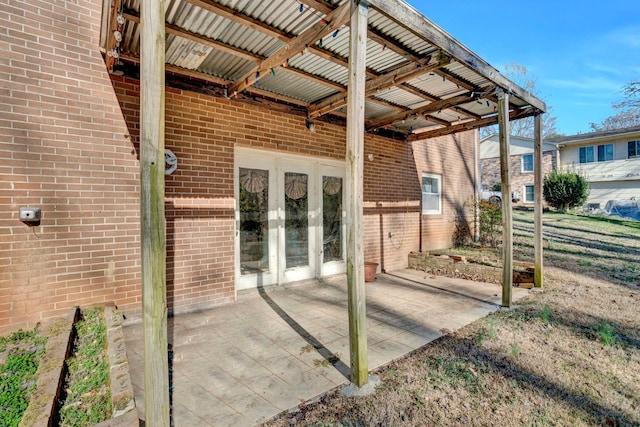 view of patio / terrace featuring french doors