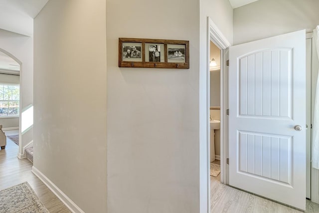 hall featuring light hardwood / wood-style flooring