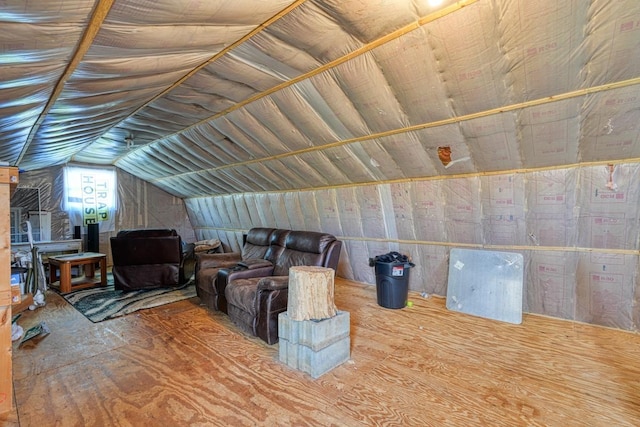 view of unfinished attic