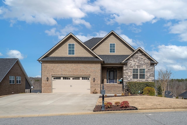 craftsman inspired home featuring a garage