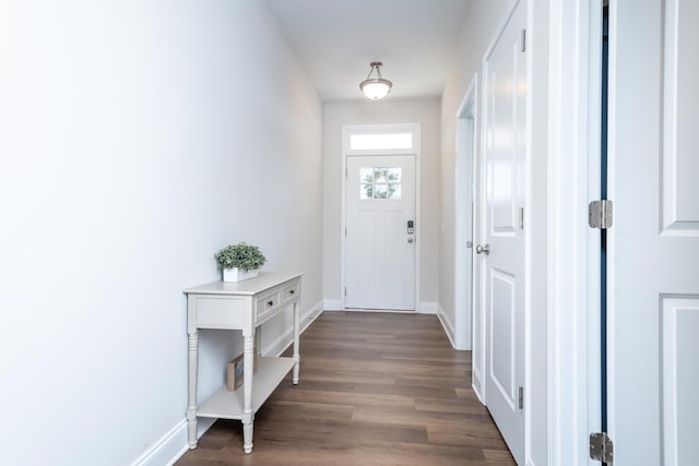 doorway to outside featuring dark hardwood / wood-style floors