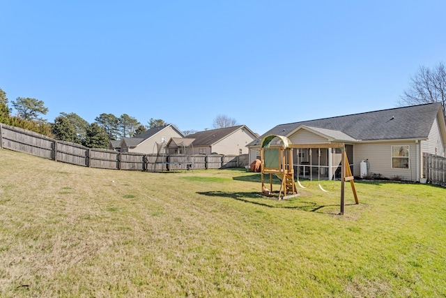 view of yard featuring a playground