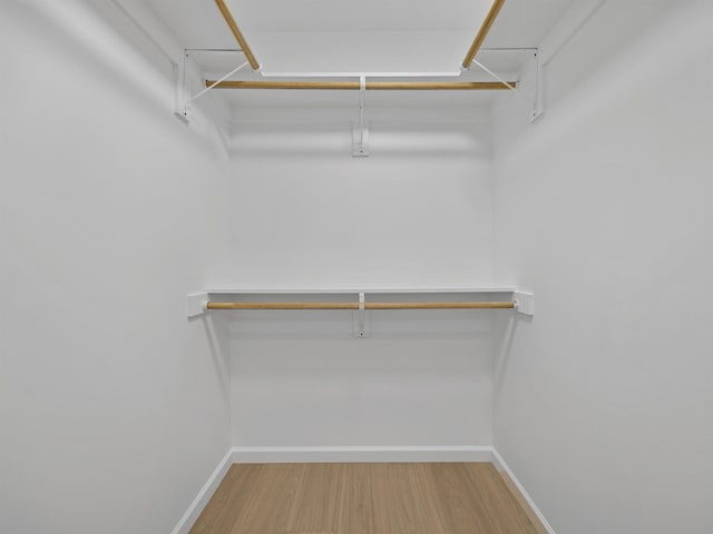 walk in closet with wood finished floors