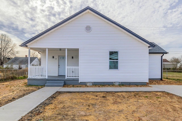 bungalow featuring a porch